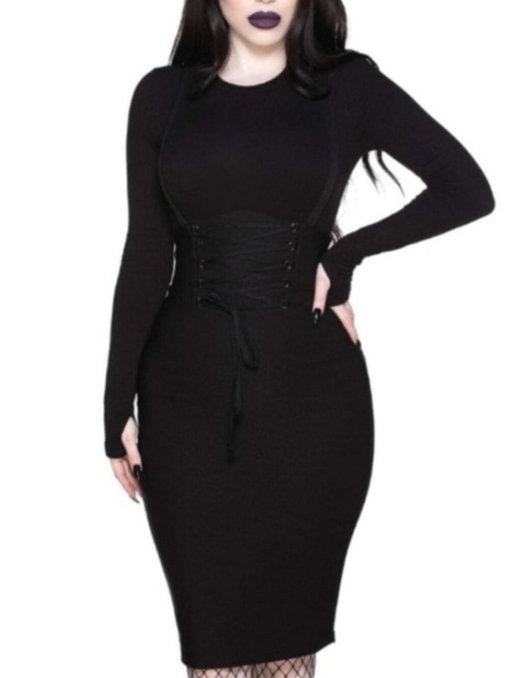 Killstar Night World Suspender Pencil Skirt